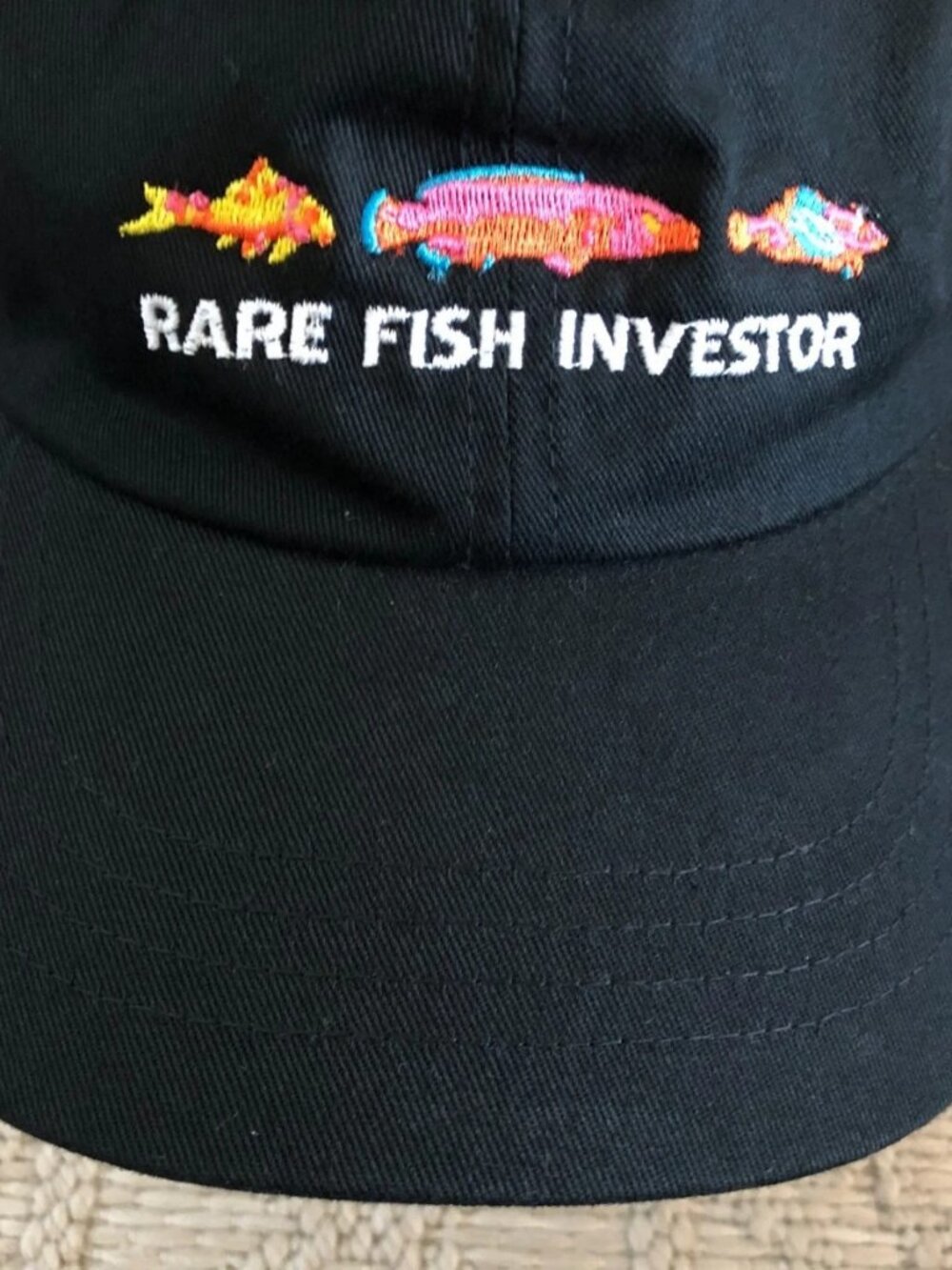 Rare Fish Investor Hat Black Strapback Adjustable Cap Yupoong